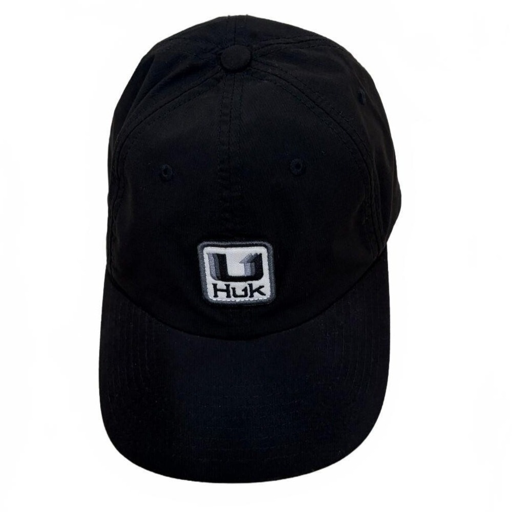 HUK Performance Fishing Hat Black Adjustable Snapback‎ Logo Cap One Size